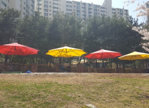 고정형 그늘막 시공 사례 : 김포 장기동